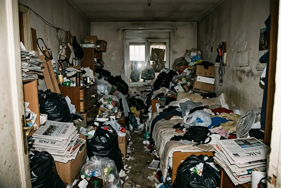 Habitación con acumulación extrema por síndrome de Diógenes