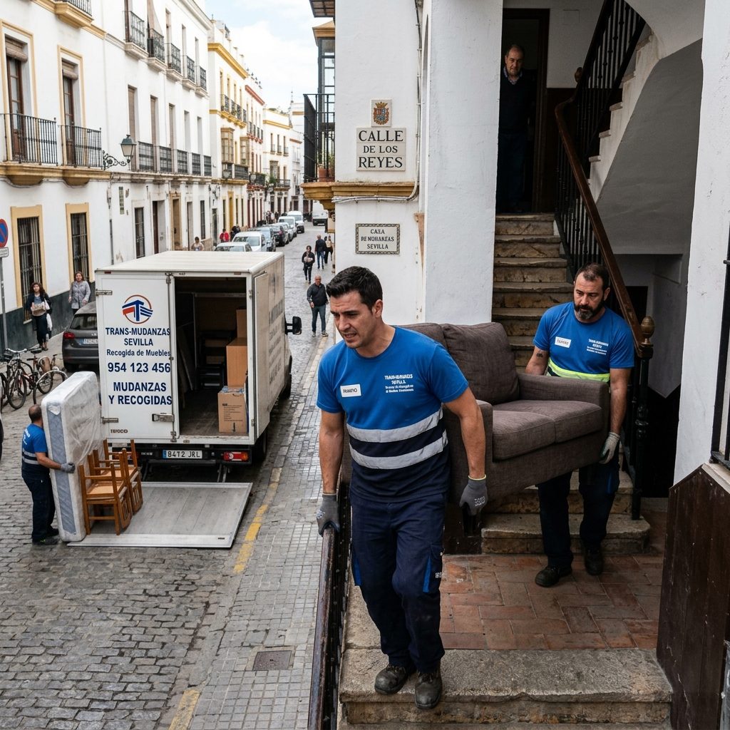 Trabajadores retirando muebles voluminosos en Zaragoza