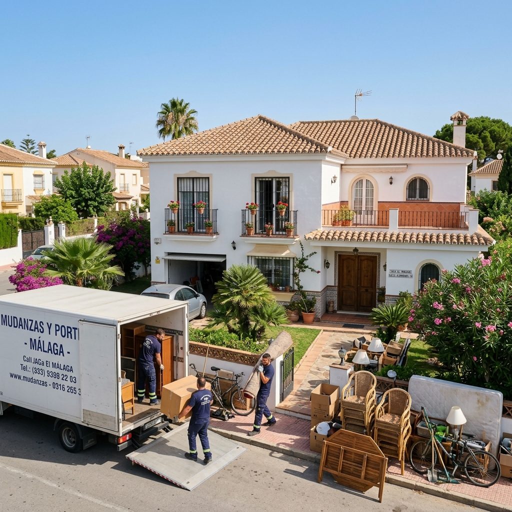 Chalet siendo vaciado con camión en Zaragoza